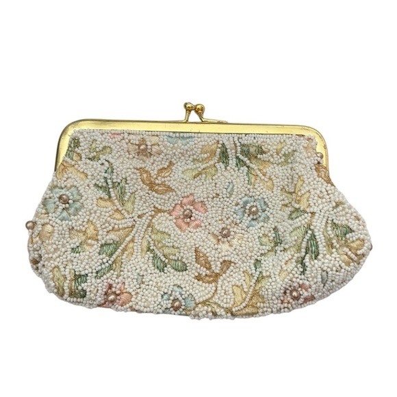 Jolles Original Vintage Floral Flower Coin Purse, 1940's 1950's Collectible - Picture 2 of 8